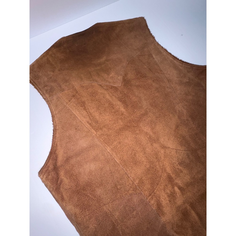 Vintage Pioneer Wear Mens Brown Leather/Sherpa Lined Vest Western Cowboy Size 42 - Picture 8 of 15